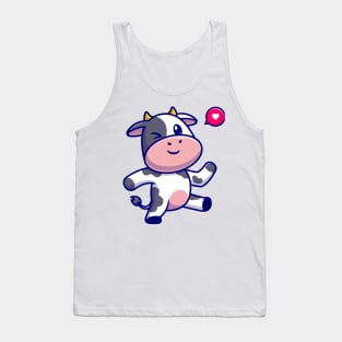 Cute Cow Dancing Cartoon Tank Top